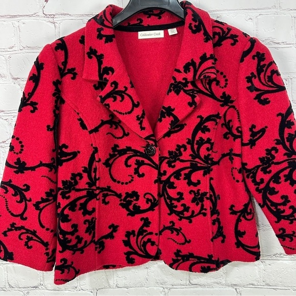 Whimsigoth blazer jacket size medium petite black red wool witchy Christmas - Picture 1 of 9